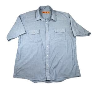 Red Kap Shirt Pearl Snap Western Chambray Blue XL